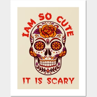 halloween skull fall raglan flowers Posters and Art